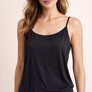 Eileen Fisher Cami Tank Top Womens XL Black 100% Tencel Lyocell Layering Basic